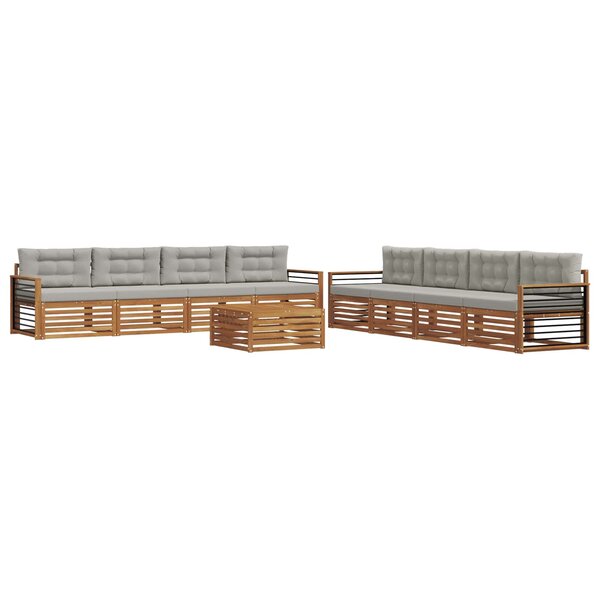 vidaXL Ensemble de canapés d'extérieur 9 pc Gris Naturel et Clair