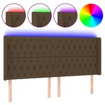 vidaXL Tête de lit à LED Marron foncé 203x16x118/128 cm Tissu