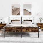 vidaXL Cadre de lit en métal sans matelas chêne fumé 180x200 cm