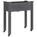 vidaXL Jardinière sur roues avec doublure gris 71x37x80 cm bois sapin