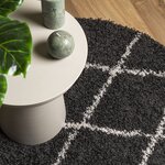 vidaXL Tapis shaggy PAMPLONA poils longs moderne noir crème Ø 240 cm