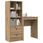 vidaXL Bureau avec tiroir avec étagère 2 Pièces Chêne artisanal