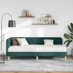 vidaXL Cadre de lit d'angle avec matelas Vert foncé 80 x 200 cm tissu