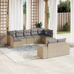 vidaXL Salon de jardin avec coussins 9 Pièces beige résine tressée