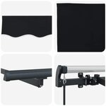 vidaXL Auvent Rétractable Noir 350 x 200 cm Polyester et Aluminium