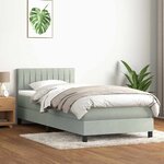 vidaXL Sommier à lattes de lit et matelas gris clair 90x220 cm velours