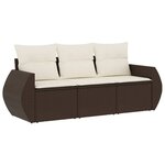 vidaXL Salon de jardin avec coussins 3 Pièces marron résine tressée