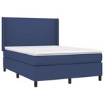 vidaXL Sommier à lattes de lit matelas et LED Bleu 140x190 cm Tissu
