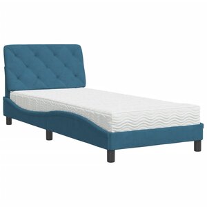 vidaXL Lit avec matelas bleu 80x200 cm velours