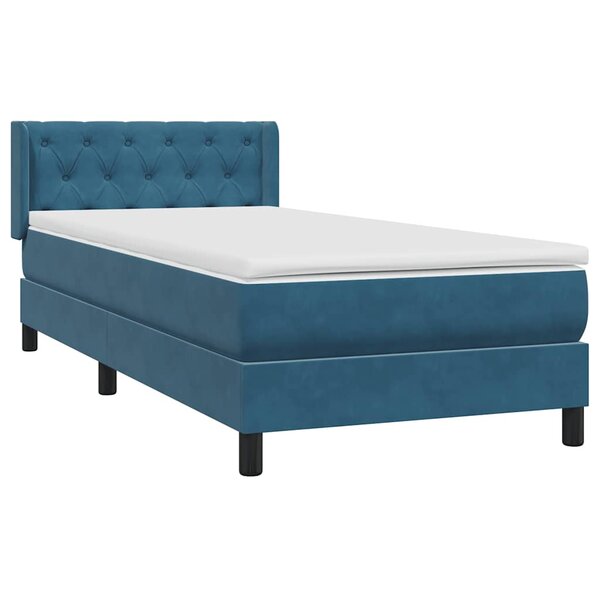 vidaXL Sommier à lattes de lit et matelas bleu foncé 80x220 cm velours