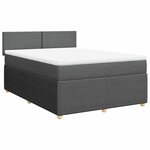 vidaXL Sommier à lattes de lit avec matelas Gris foncé 140x190cm Tissu