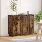 Buffet vidaXL avec éclairage LED en chêne fumé 90x32x75 cm en bois d'ingénierie