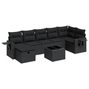 vidaXL Salon de jardin 8 Pièces avec coussins noir résine tressée