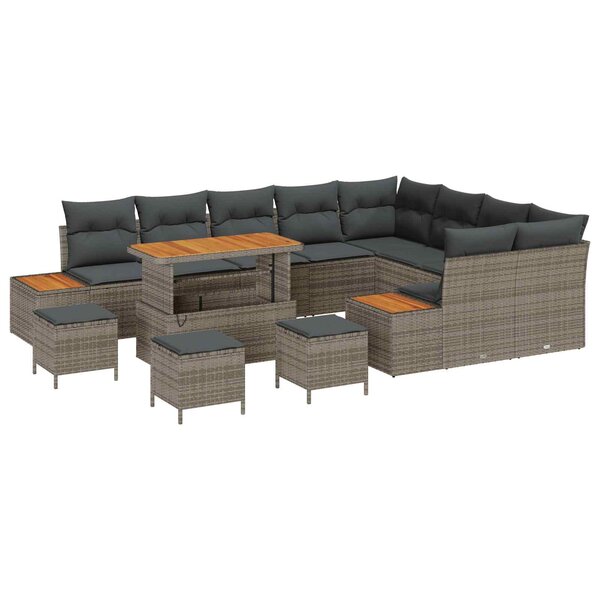 vidaXL Ensemble de canapé de jardin avec coussin 13 Pièces Gris