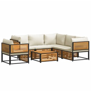 vidaXL Salon de jardin avec coussins 7 Pièces bois massif d'acacia