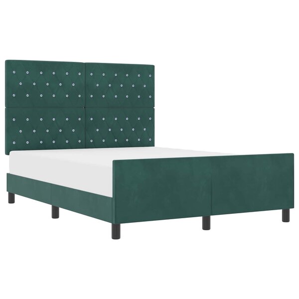 vidaXL Lit à ressorts avec tête de lit Vert foncé 140 x 200 cm Velours