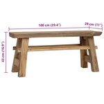 vidaXL Banc bois de récupération mélangé et teck massif 100x28x43 cm