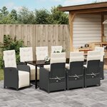 vidaXL Ensemble de Salle à Manger de Jardin 9 Pièces avec Coussins en Rattan Poly Noir