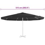 vidaXL Tissu de remplacement pour parasol d'extérieur Noir 515 cm