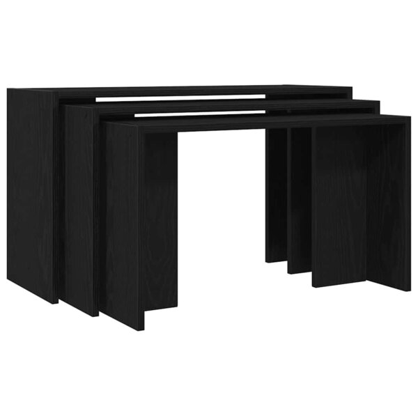 vidaXL Tables gigognes 3 Pièces noir bois d'ingénierie