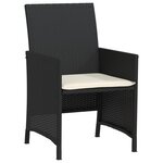 vidaXL Ensemble de bistro 3 Pièces avec coussins noir résine tressée