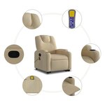 vidaXL Fauteuil inclinable de massage Crème Tissu