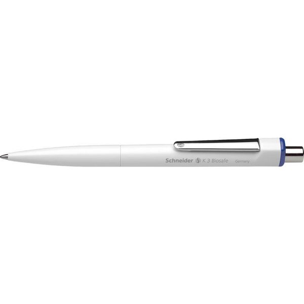Stylo à bille K3 Biosafe blanc Pointe Moyenne Bleu SCHNEIDER