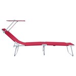 vidaXL Transats pliants 2 Pièces avec auvent Tissu Oxford Rouge 600D