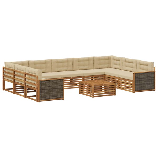 vidaXL Ensemble de canapés d'extérieur 10 Pièces Naturel et Beige