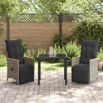 vidaXL Ensemble de salle à manger pour jardin 3 Pièces Gris Poly rotin