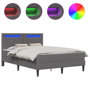 vidaXL Cadre de lit avec bandes LED Gris 120 x 200 cm Simili cuir