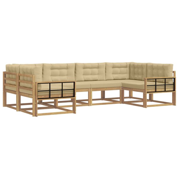 vidaXL Ensemble de canapés d'extérieur 6 Pièces Blanc et Beige