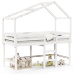 vidaXL Lit superposé et échelle et toit blanc 90x190cm bois pin massif