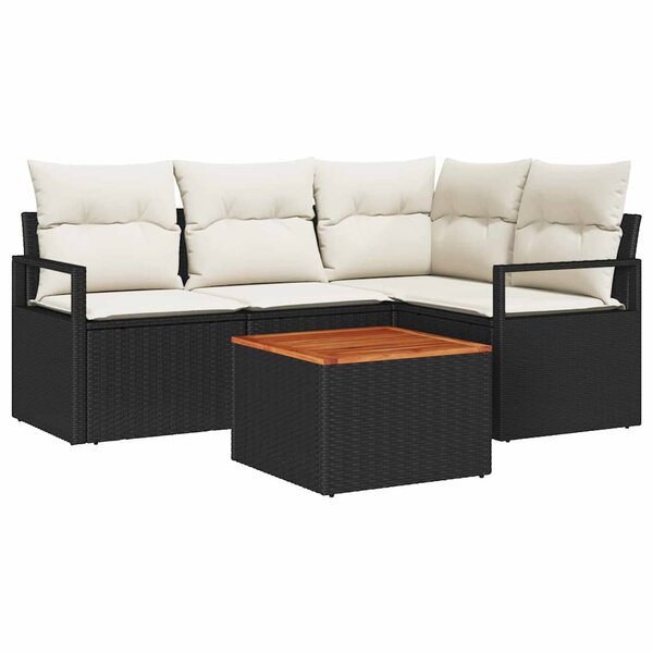 vidaXL Ensemble de canapé de jardin 5 Pièces Noir et blanc