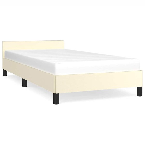 vidaXL Cadre de lit avec tête de lit sans matelas crème 90x200 cm