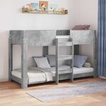 vidaXL Lit Superposé pour Enfants Gris béton 75 x 190 cm
