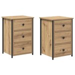 vidaXL Cabinet de chevet avec tiroir 2 Pièces Marron 40 x 36 x 60 cm