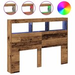 vidaXL Armoire tête de lit avec LED vieux bois 140x17x102 cm