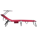 vidaXL Chaise longue pliante avec auvent rouge en tissu Oxford 600D