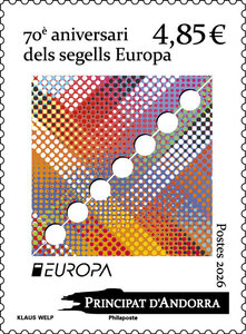 Timbre Andorre - 70è aniversari dels segells Europa