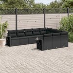 vidaXL Salon de jardin 10 Pièces avec coussins noir résine tressée