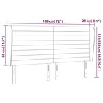 vidaXL Tête de lit avec oreilles Noir 183x23x118/128 cm Velours