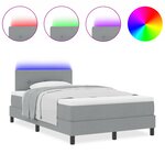 vidaXL Lit Box Spring avec Matelas et Lumière LED Gris Clair 120x200 cm Tissu