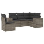 vidaXL Salon de jardin 5 Pièces avec coussins gris résine tressée