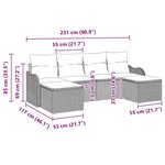 vidaXL Ensemble de canapé de jardin 6 Pièces Noir et blanc Poly rotin