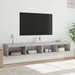 vidaXL Meubles TV avec lumières LED 2 Pièces gris béton 100x30x30 cm