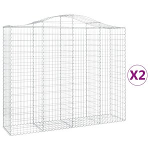 vidaXL Paniers à gabions arqués 2 Pièces 200x50x160/180 cm Fer galvanisé