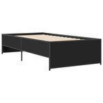 vidaXL Cadre de lit noir 90x200 cm bois d'ingénierie et métal