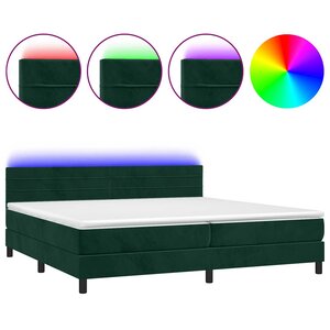 vidaXL Sommier à lattes de lit avec matelas LED Vert foncé 200x200 cm