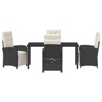Ensemble repas jardin vidaXL 5 pièces avec coussins Noir Poly Rotin